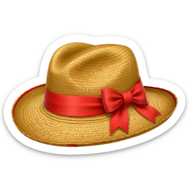 Chapeau de paille avec ruban rouge sticker