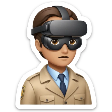 detective wearing a virtual reality headset sticker