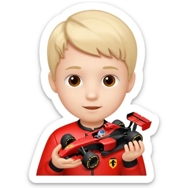 kid playing formula 1 toy sticker