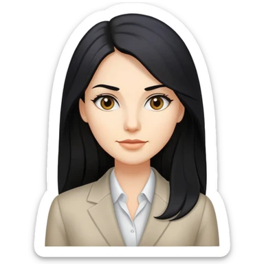 Business woman caucasian long black hair girl sticker