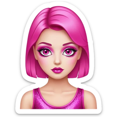 hot pink glitter sparkles babe girl makeup diva brat sticker