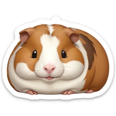 Meme-Worthy Cute Sleeping Brown and White Banded Guinea Pig Portrait Emoji, Head resting peacefully with a contented smile, showcasing a delightfully chubby build and a luxuriously soft banded coat of brown and white, eyes shut in a serene, cozy nap, Simplified yet hilariously adorable features, highly detailed, glowing with a soft, drowsy light, high shine, relaxed and utterly lovable, stylized with an air of playful laziness, bright and heartwarming, soft glowing outline, capturing the essence of a comically sleepy guinea pig, so meme-worthy it feels like it could instantly become the next viral sensation of adorable slumber! sticker