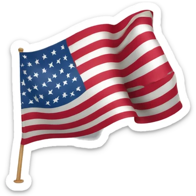 a 3d american flag, flying in the wind, clearly full of details sticker