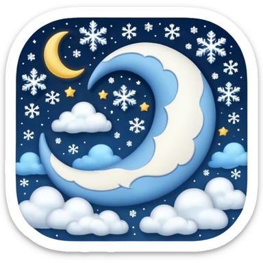 blue cressent with no face and with clouds with snow and thunder with no face too sticker