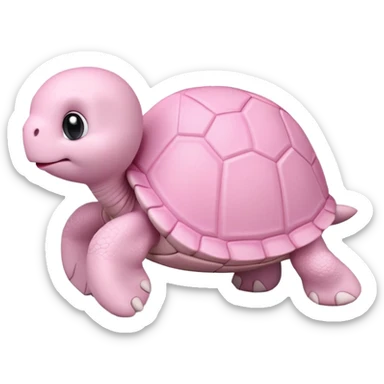 light pink turtle, cute, adorable, looks like a stuffed animal with no details in skin, similar to the 3D emoji version sticker