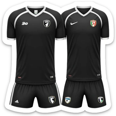 collection maillot de foot noir différents modèles (bande unique, uni, rayures) sticker