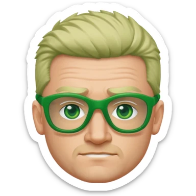 irish rugby player with skin head hair and green glasses sticker