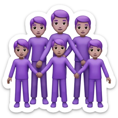 purple group no eyes no nose holding hands sticker