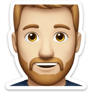 irish man light blue eyes, brown short receding hair and short beard, wearing a smart navy blue jumper. sticker