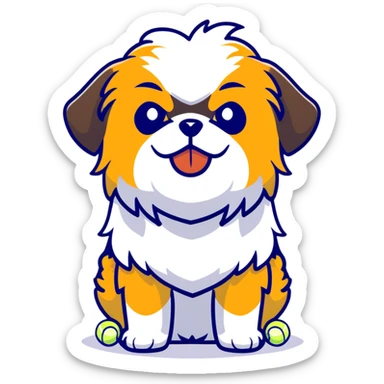 Shih Tzu with a tenis ball sticker