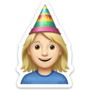party hatted boy with long hair sticker