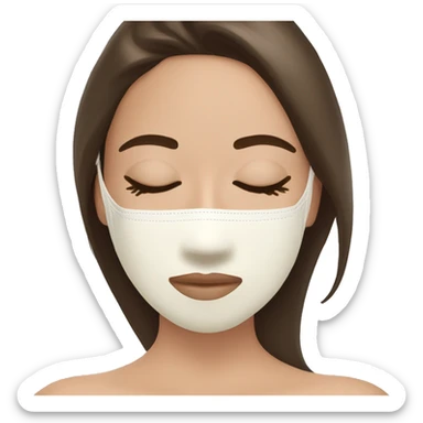 pretty brunette girl sleeping with cream coloured spa face mask sticker