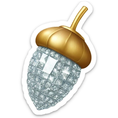 sparkling diamond Acorn, gold stem sticker