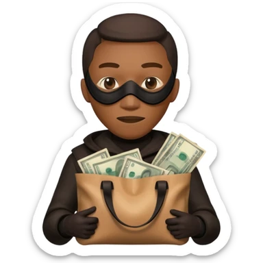 Ladrão com saco de dinheiro emoji eveito Mandela sticker