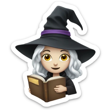 White skinned witch with a lot of Books  sticker