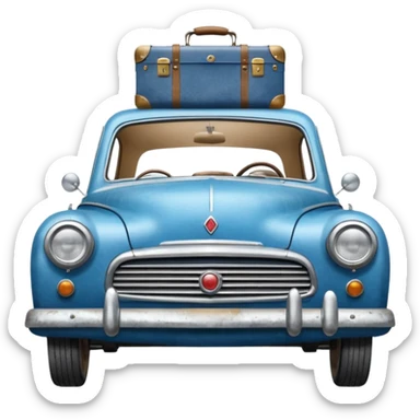 road trip, car with luggage sticker