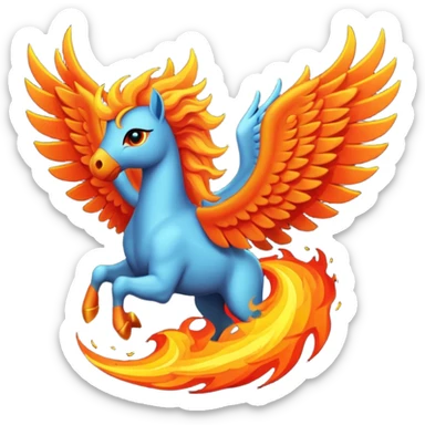 Pegaso negro ojos de fuego y alas de fuego sticker