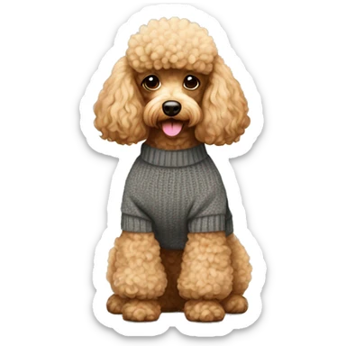 Miniature poodle Brown wearing a Pullover  sticker