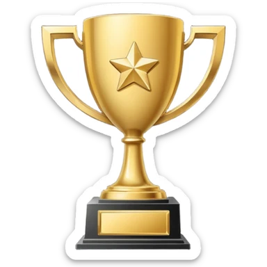 Minimal line-art trophy icon, front-facing, simple outlines, clean modern style, slightly 3D, no background, transparent, represents “wins / achievements sticker