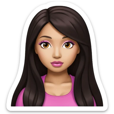 Nicki Minaj with long dark brown hair sticker