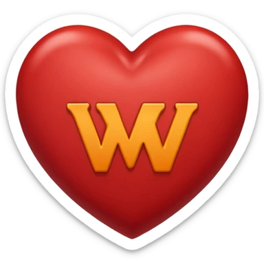 the letters M + V, in a heart  sticker