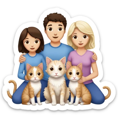 Family of five, brunette daughter, blonde daughter, brunette father, brunette mother, brunette son, 2 white cats & two aussiedoodles sticker