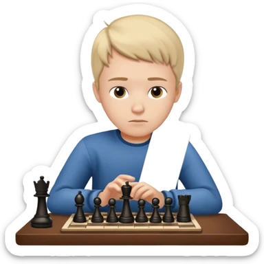 a boy that plays chess on his phone at english lesson sticker