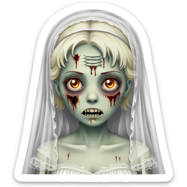 zombie bride with wedding veil and tattered white dress sticker