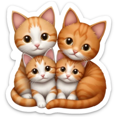 3 very small kittens cuddling together all different colours, the first one is grey and white, the second is ginger and white and the third is brown tabby and white sticker