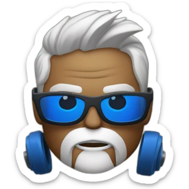 homme chauve avec des lunette bleuequi fait du crossfit sticker