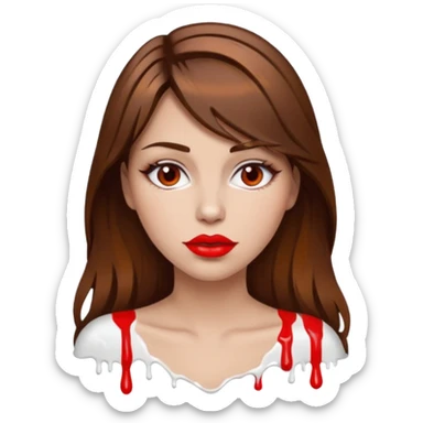 Brown Hair, Woman, white paint drip, face, hot, Sexy, lips sticker