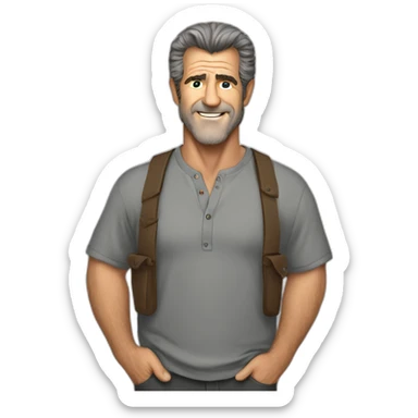 Mel Gibson cartoon wearing henley sticker