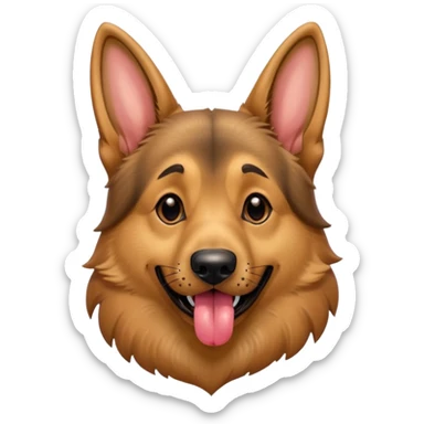 cartoon style dark German Shepherd dog with its tongue hanging out long sticker