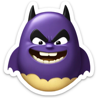 Fat Batman eating eggplant emoji  sticker