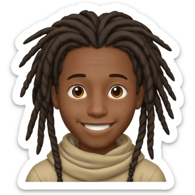 make me a black darkskin doctor with mid head lenght dreads, he is a teen, no face hair, make him happy, make his dreads drape in his face sticker