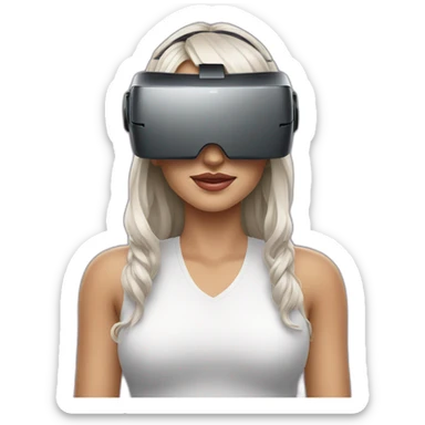 woman wearing virtual reality glasses sticker