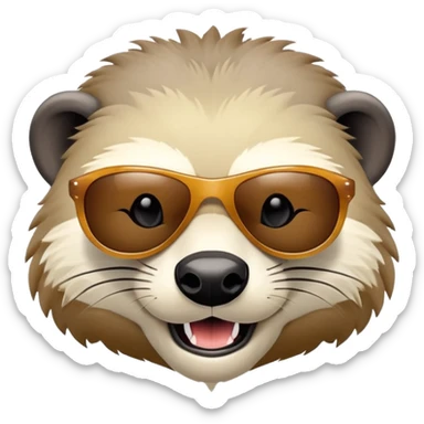 friendly anthropomorphised honey badger head and neck only, wearing sunglasses, different expression sticker