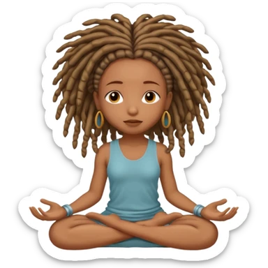 light brown African girl with locs medidating sticker
