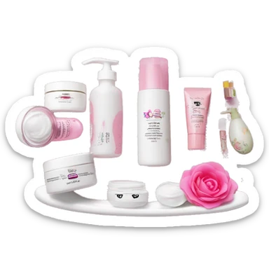 Make a arrangement  of skincare products on a cute white jewelry ￼ dish 3 products PINK sticker