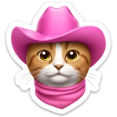 cat wearing a pink cowboy hat sticker