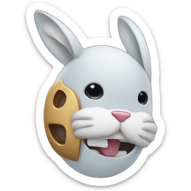 Un mec avec un masque de lapin horrifique et des gant Nike sticker