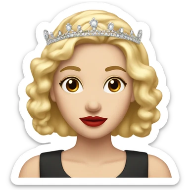 Small Tiara on a blonde white girl with red lipstick  sticker