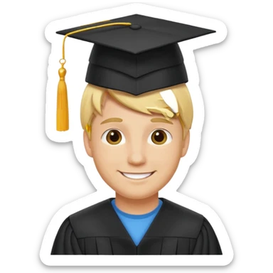 blonde man with graduation cap sticker