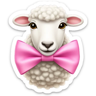 White sheep with pink coquette bow sticker