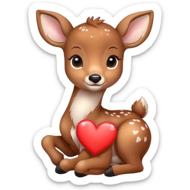 Baby deer with a heart sticker