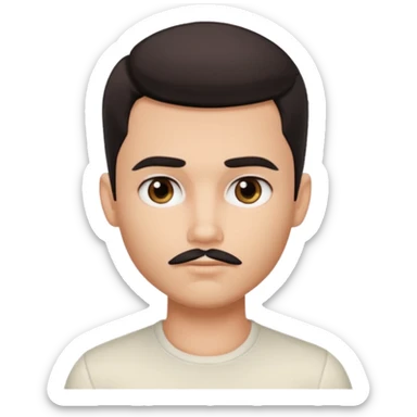 pretty handsome bratz man, with black eyes,  short dark hair,  short mustache , pale skin, defined jawline sticker