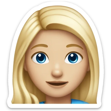 Girl with blond Hair Blue eyes and a cat sticker