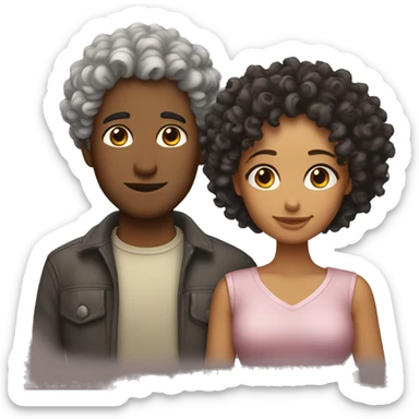 curly haired heterosexual couple sticker