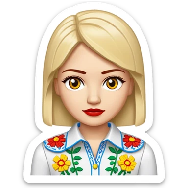 A Ukrainian girl in an embroidered shirt and Lego bricks sticker