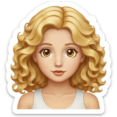Blanca, rubia dorado con ojos color miel, rulos medio ondas sticker